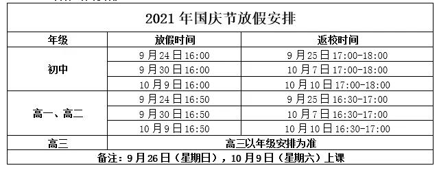 国庆放假安排2021放假安排