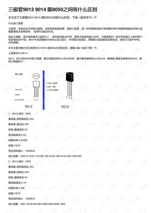 三极管9018，9014和9013，各自有什么特点，运用的场合有什么不同