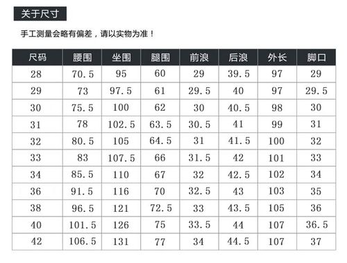 裤子28是多大尺码？