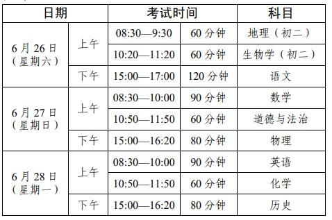 中考时间是几月几号