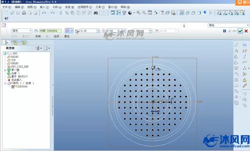 proe中圆孔网怎样阵列？