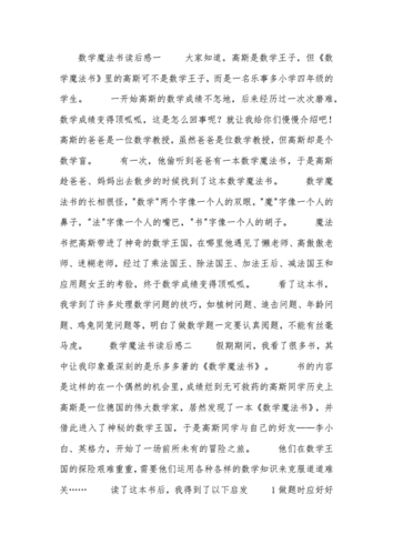 魔法数学读后感300字