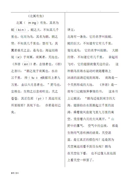 《北冥有鱼》全文翻译